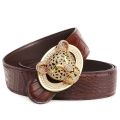 Mens Alligator Leather Belts With Leopard Buckle