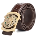 Alligator Leather Belts With Tiger Pattern Buckle - Brown