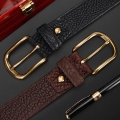 Classic Bison Belt Jean Belt with Brass Single Prong Buckle