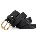 Men’s Bison Belt Jean Belt with Brass Single Prong Buckle - Black