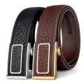 Mens Bison Leather Belts with Automatic Adjustable Click Buckle