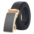 Men’s Bison Leather Dress Belts Automatic Adjustable Click Buckle Belts - Brown