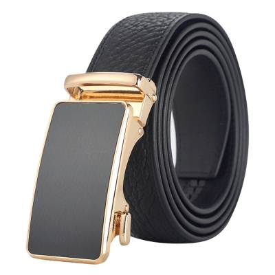 Men’s Bison Leather Dress Belts Automatic Adjustable Click Buckle Belts - Brown