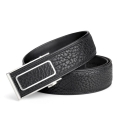 Stylish Bison Leather Belts with Automatic Adjustable Click Buckle-Black