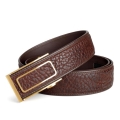 Stylish Bison Leather Belts with Automatic Adjustable Click Buckle-Brown